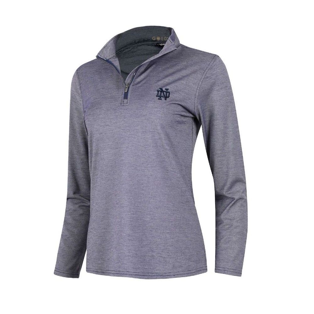 Notre Dame Fighting Irish W Butter Stripe Half Zip Full Turn Direct Women’s S